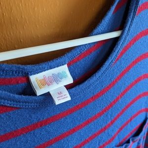LuLaRoe blue and red stripe T-shirt dress